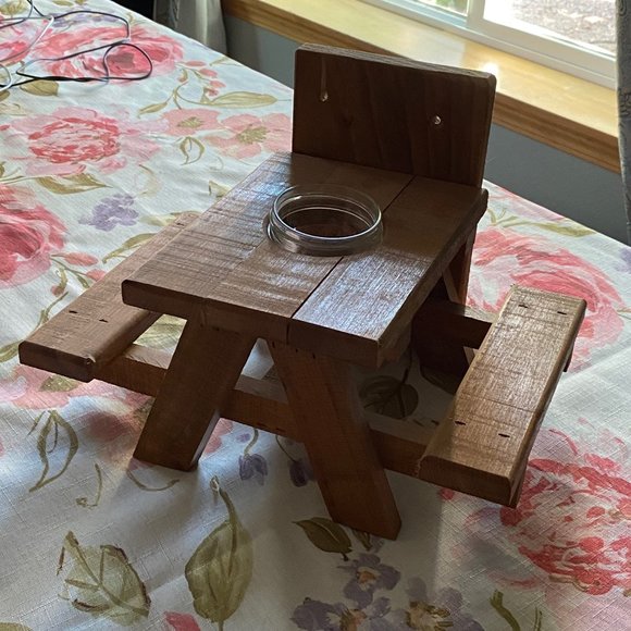 Handcrafted Squirrel/Bird Feeder Picnic Table - Picture 1 of 8